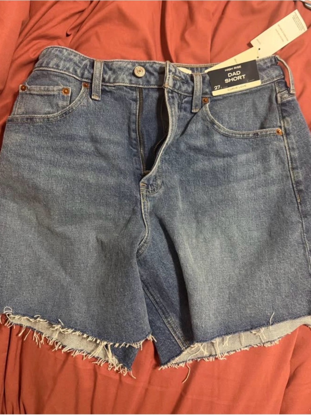Abercrombie & Fitch Light Blue High-Rise Dad Jean Shorts
